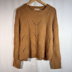 Madewell Alpaca Boho Sweater Womens Medium Fisherman Neutral Brown Soft Crewneck